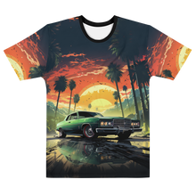 Load image into Gallery viewer, High-Speed Chase Tee laid flat, showcasing the vibrant green car design, a nod to gaming's most thrilling getaways