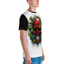 Load image into Gallery viewer, Model facing forward, Covert Crimson Tee enveloping them in a story of adventure and mystery, with a design that speaks softly but carries a bold spirit.