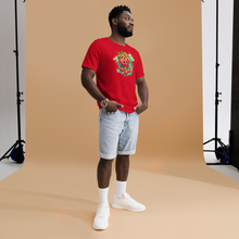 Load image into Gallery viewer, Model sporting the Berry Whirlwind Crimson Tee, embodying the spirit of adventure and freedom.